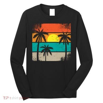 Summer Retro Palm Trees Tropical Long Sleeve Shirt