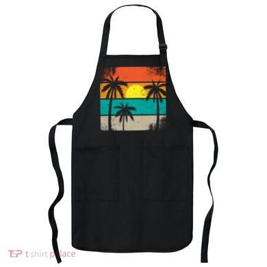 Summer Retro Palm Trees Tropical Apron