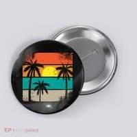 Summer Retro Palm Trees Tropical Button thumb 0