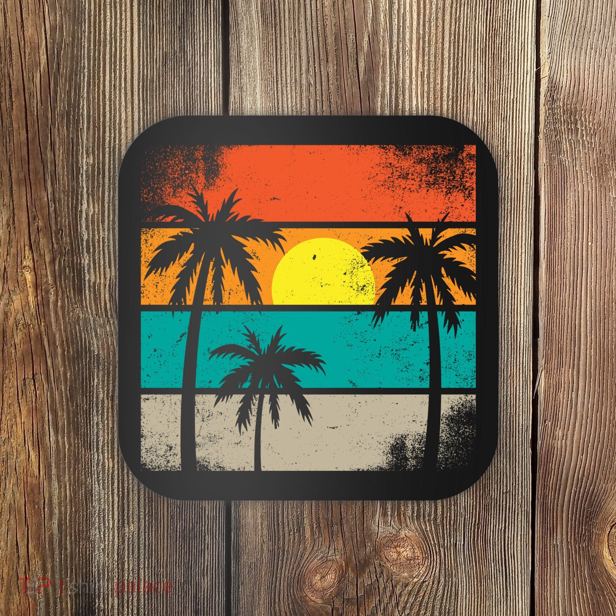 Summer Retro Palm Trees Tropical Coaster