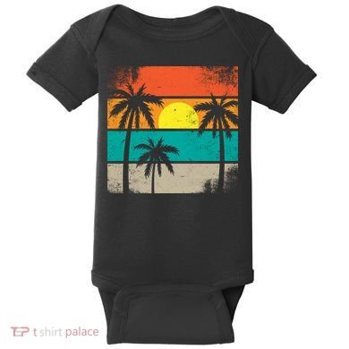 Summer Retro Palm Trees Tropical Baby Bodysuit