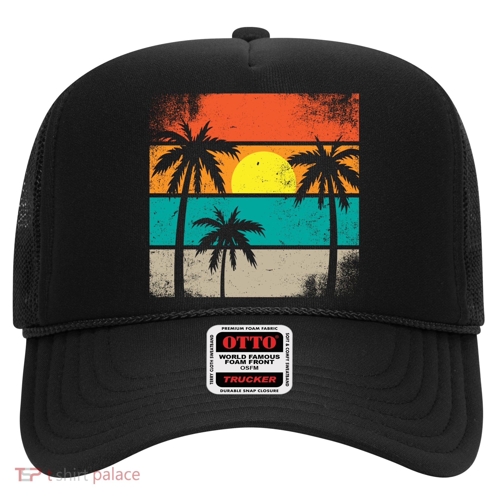 Summer Retro Palm Trees Tropical Hat