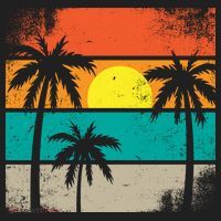 Summer Retro Palm Trees Tropical Hat thumb 2