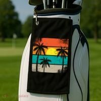 Summer Retro Palm Trees Tropical Golf Towel thumb 2