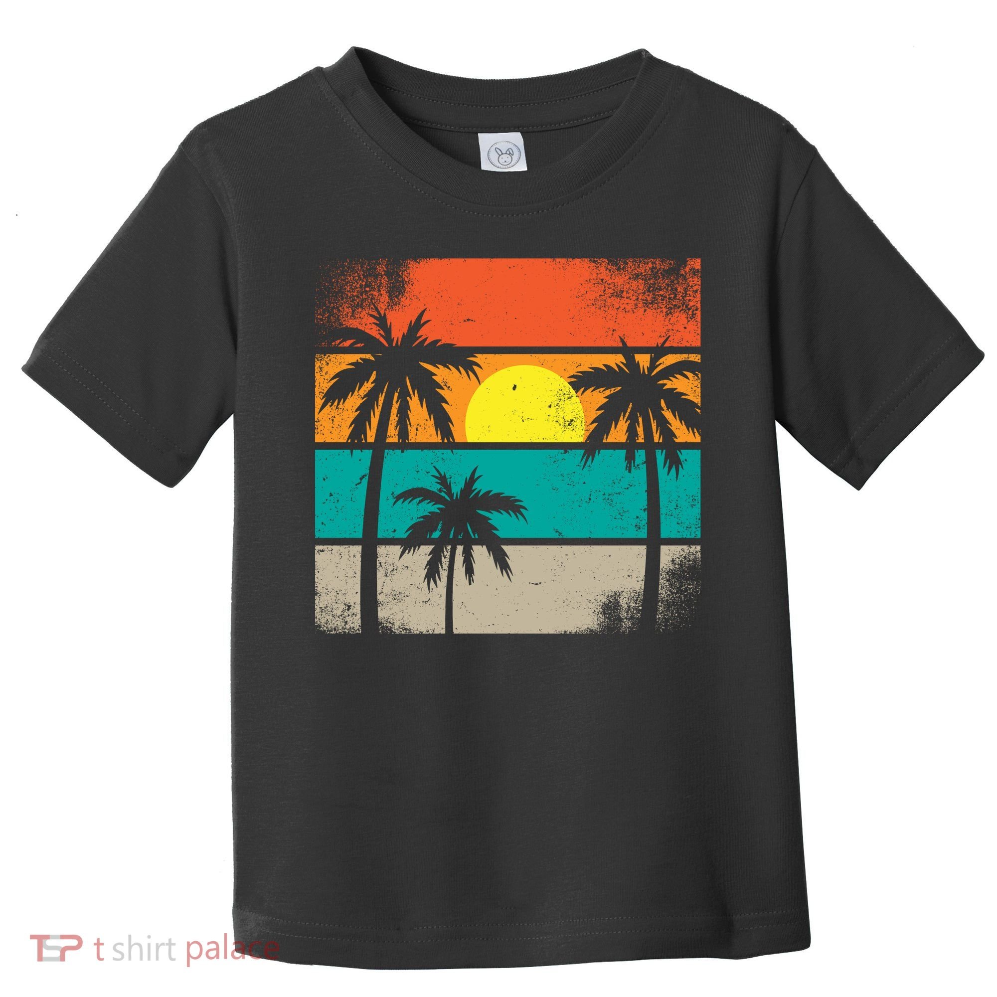 Summer Retro Palm Trees Tropical Toddler T-Shirt
