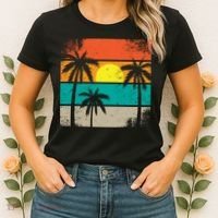 Summer Retro Palm Trees Tropical Women's T-Shirt thumb 2