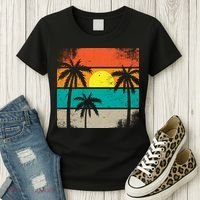 Summer Retro Palm Trees Tropical Women's T-Shirt thumb 3