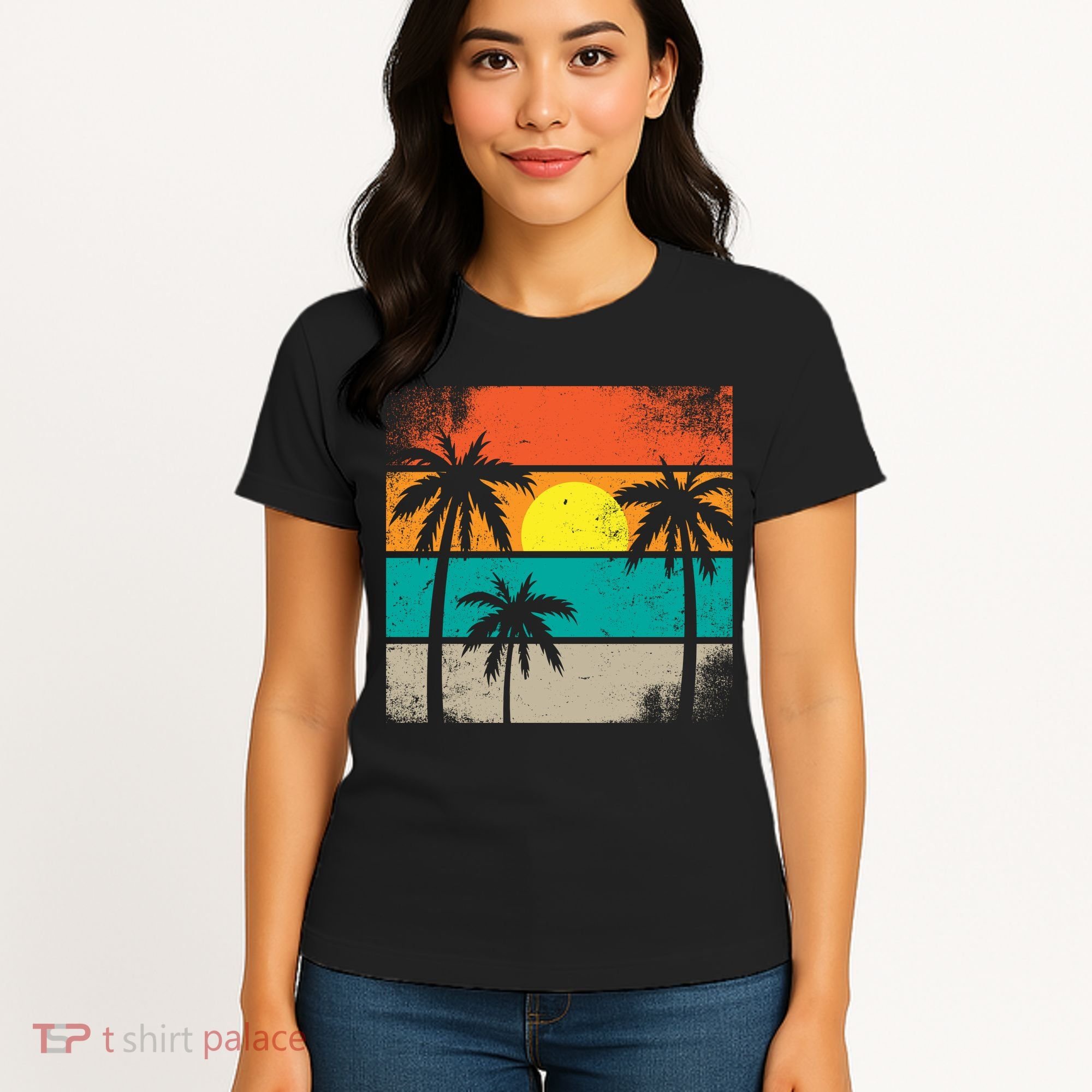Summer Retro Palm Trees Tropical Women's T-Shirt