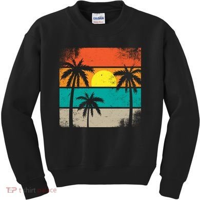 Summer Retro Palm Trees Tropical Kids Sweatshirt