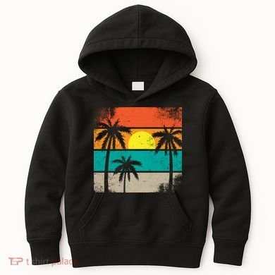 Summer Retro Palm Trees Tropical Kids Hoodie