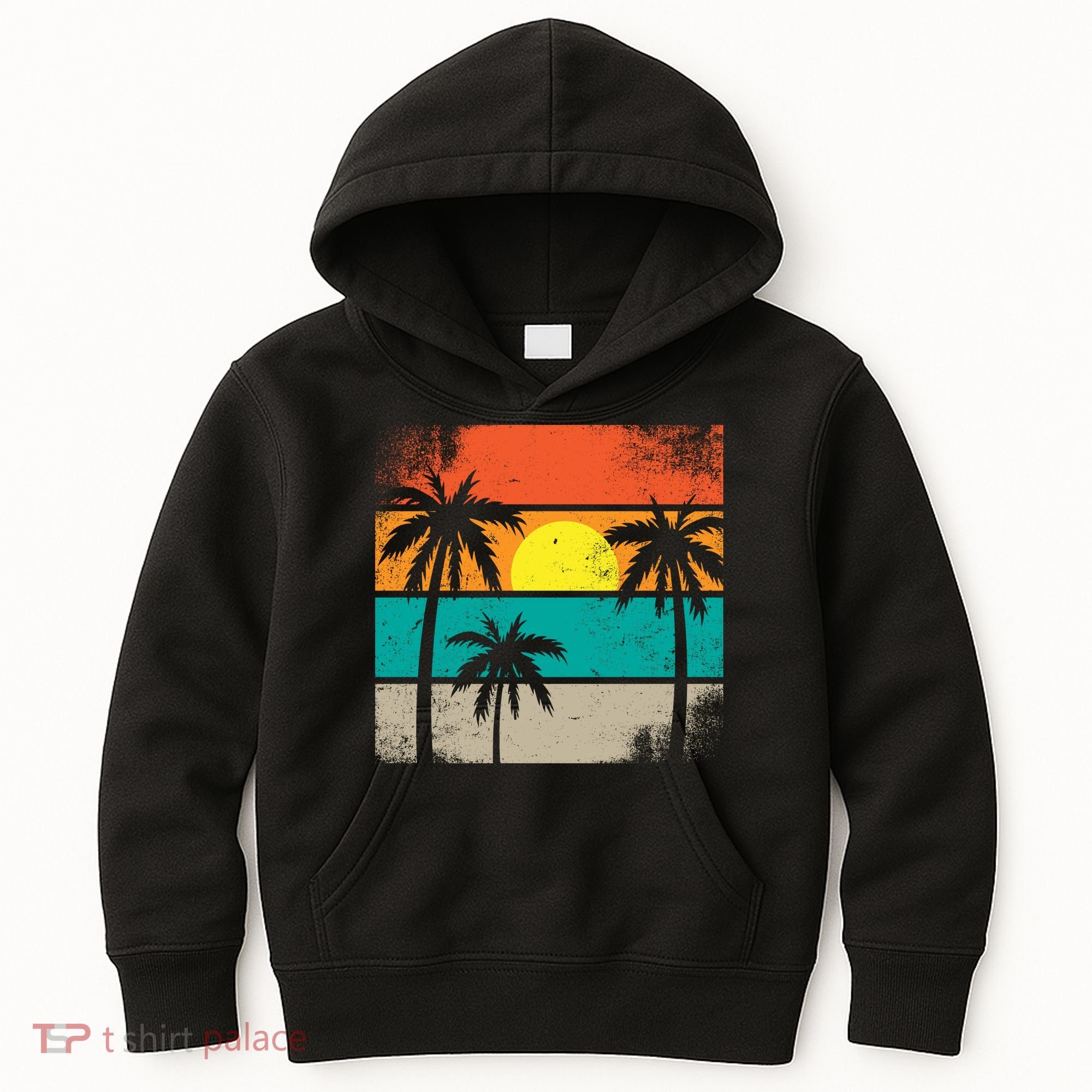 Summer Retro Palm Trees Tropical Kids Hoodie