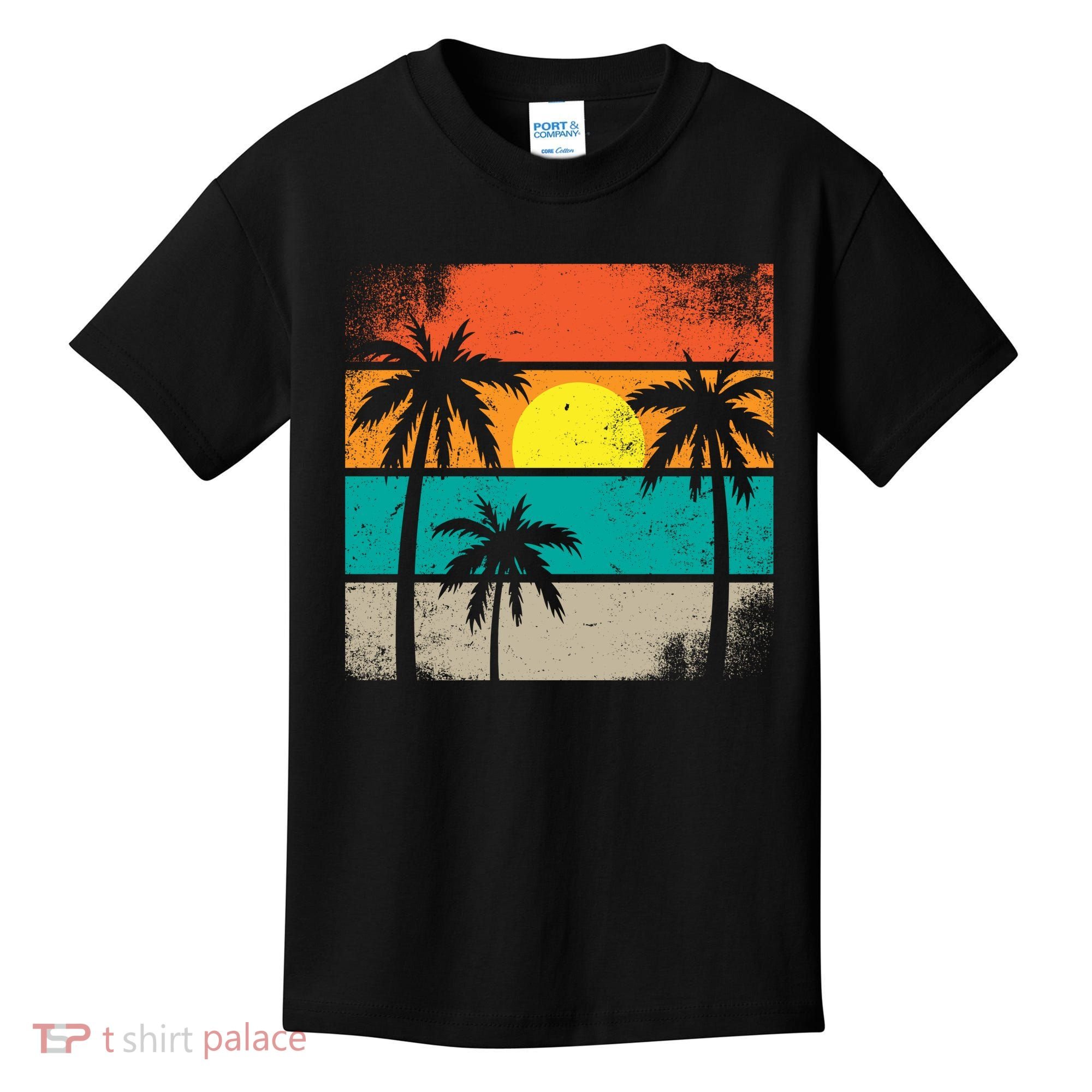 Summer Retro Palm Trees Tropical Kids T-Shirt