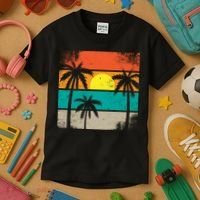 Summer Retro Palm Trees Tropical Kids T-Shirt thumb 3