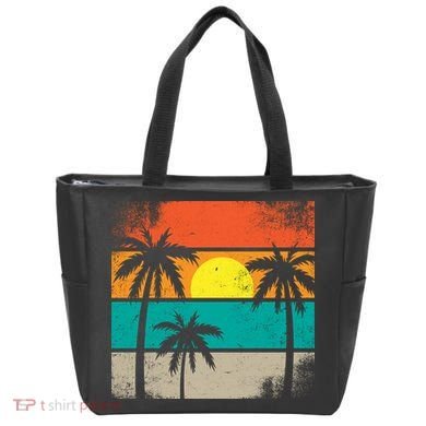 Summer Retro Palm Trees Tropical Tote Bag