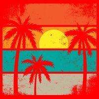 Summer Retro Palm Trees Tropical Santa Hat thumb 1