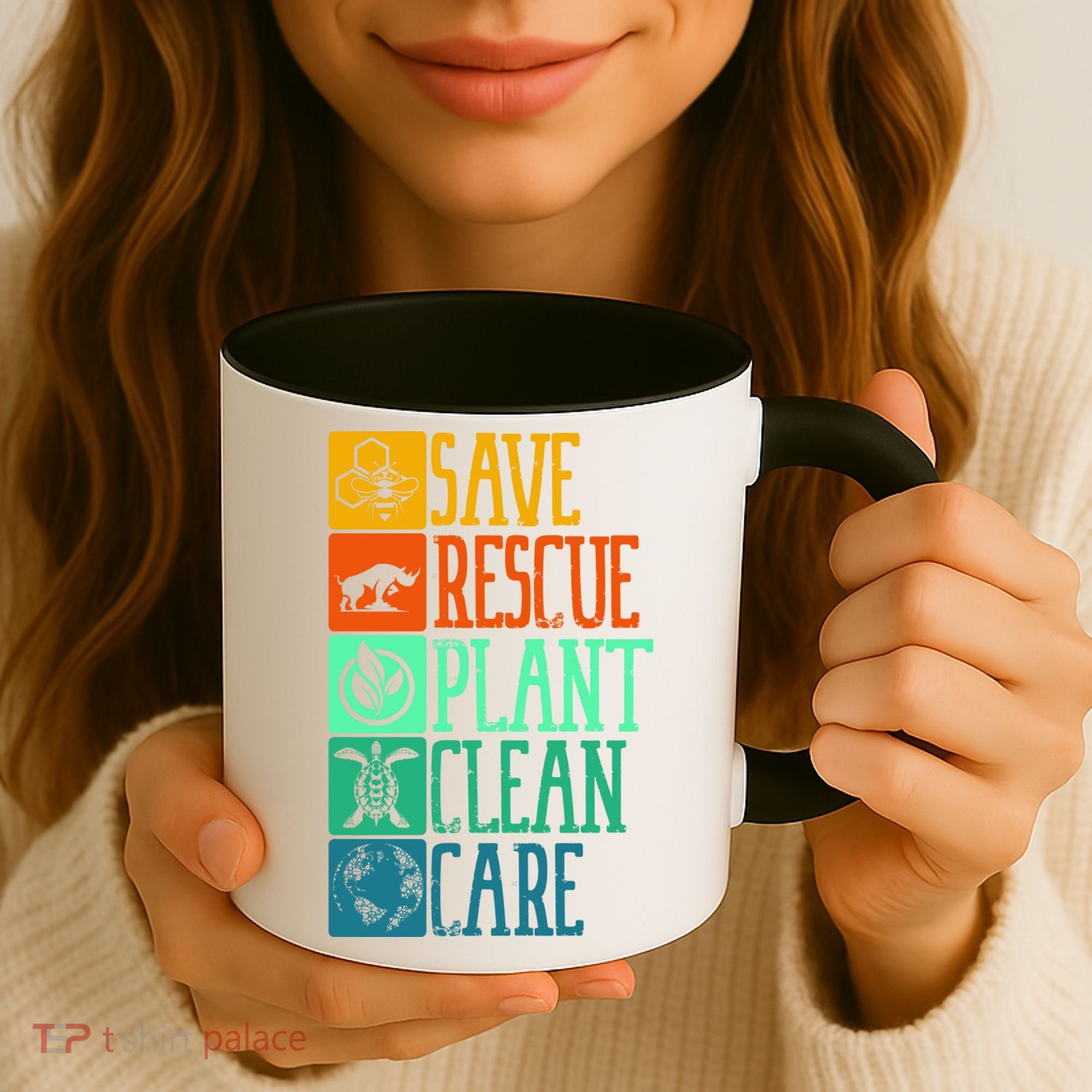 Save Rescue Plant Clean Care Turtle Animal Recycle Earth Day Cute Gift Coffee Mug