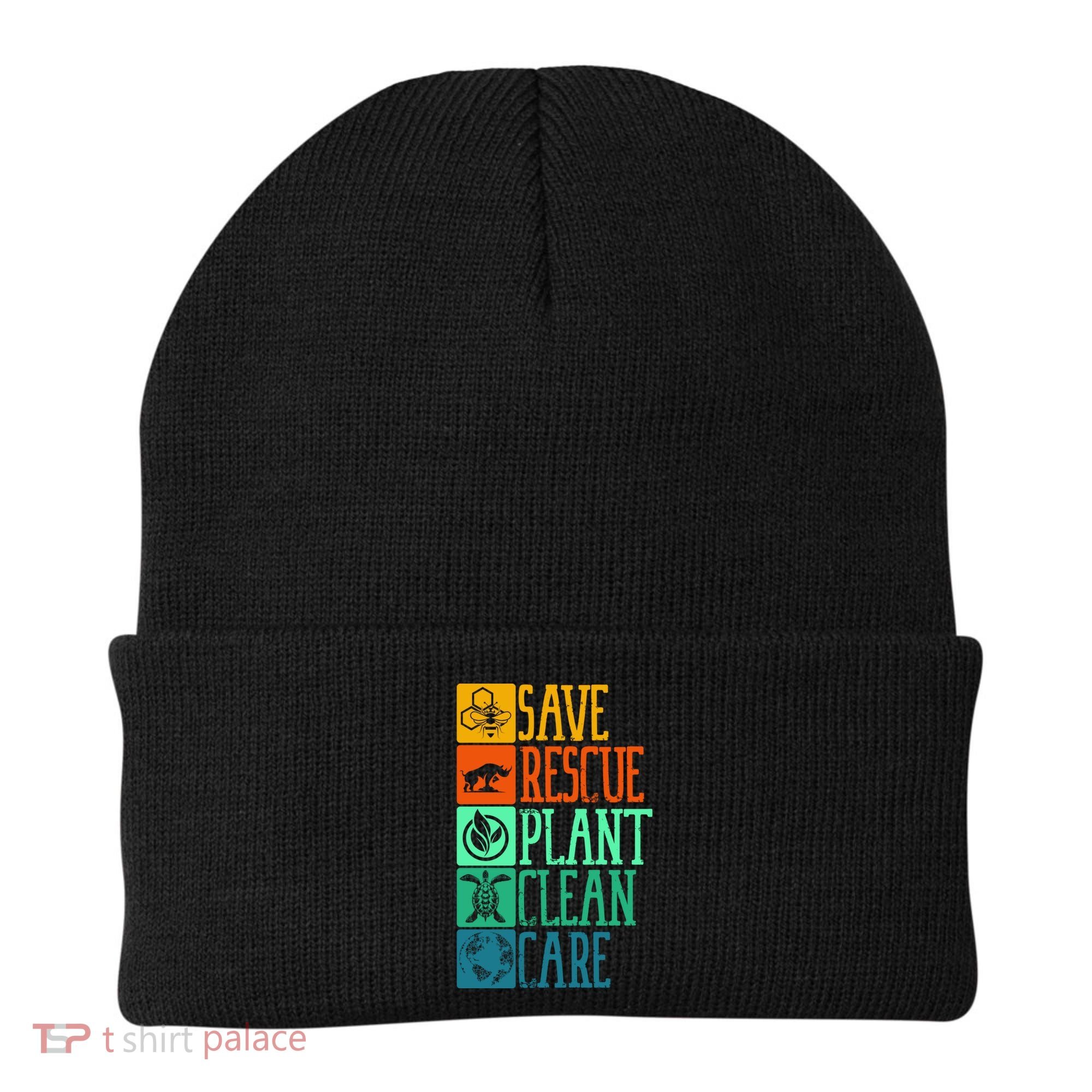Save Rescue Plant Clean Care Turtle Animal Recycle Earth Day Cute Gift Beanie