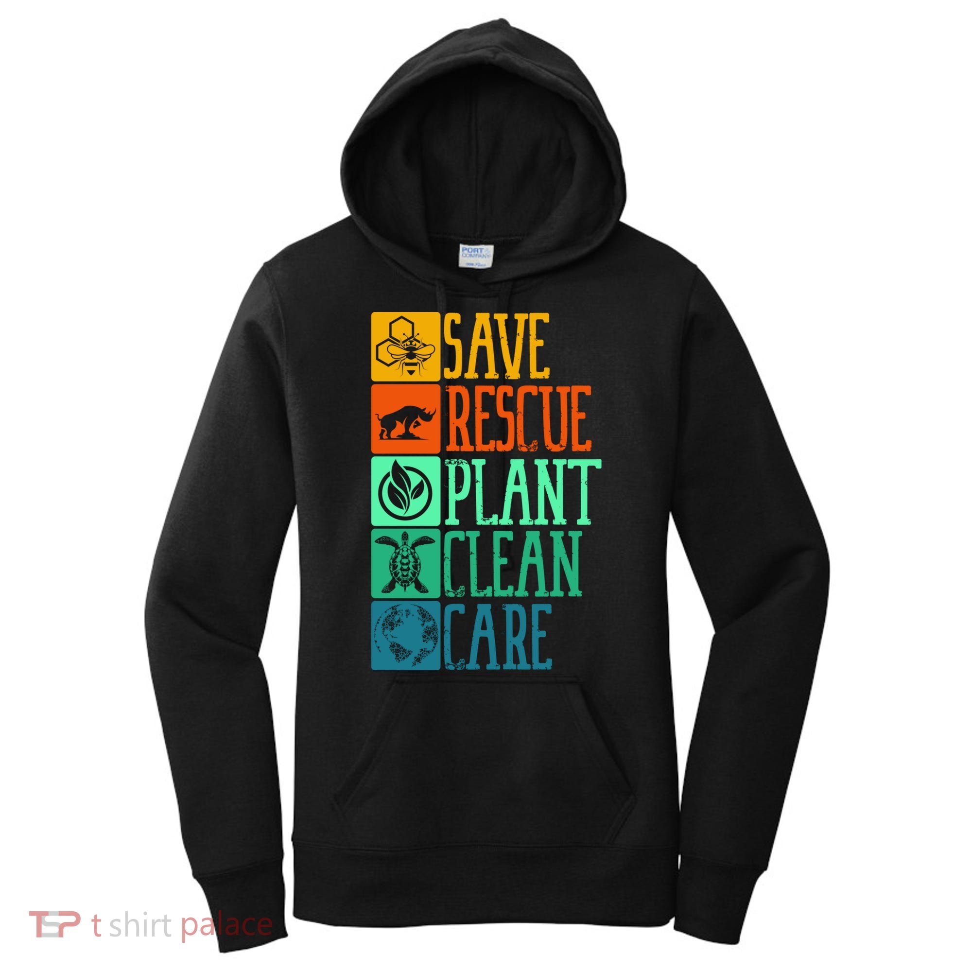Save Rescue Plant Clean Care Turtle Animal Recycle Earth Day Cute Gift Women's Hoodie