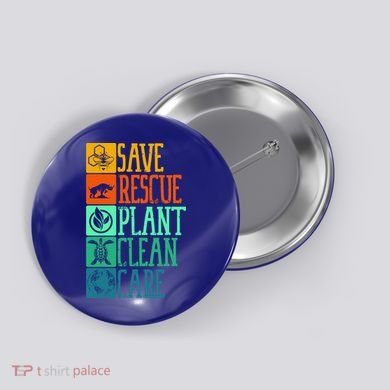 Save Rescue Plant Clean Care Turtle Animal Recycle Earth Day Cute Gift Button
