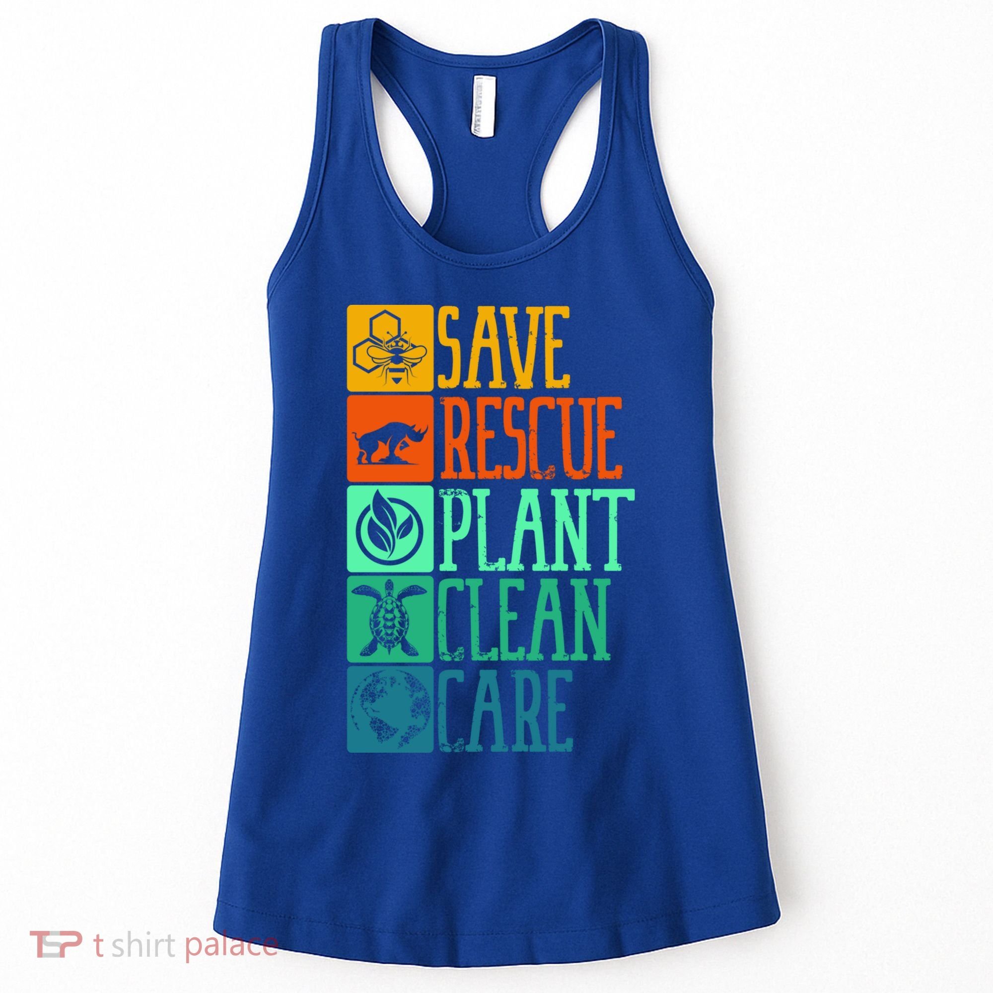 Save Rescue Plant Clean Care Turtle Animal Recycle Earth Day Cute Gift Women's Tank Top