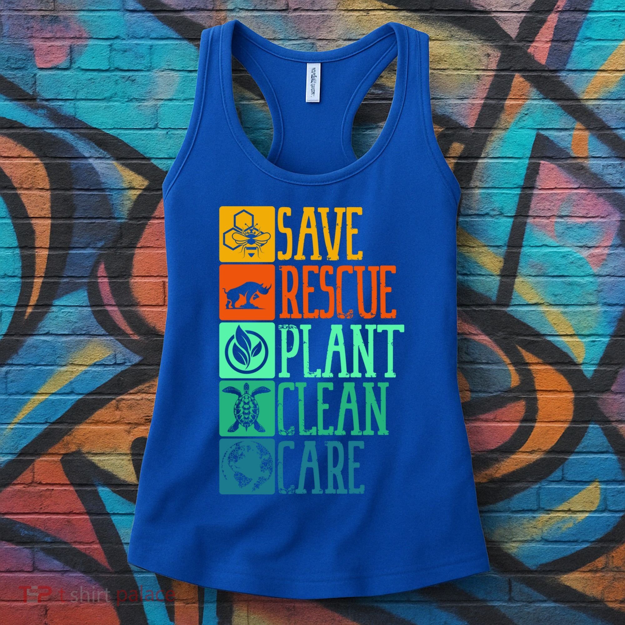 Save Rescue Plant Clean Care Turtle Animal Recycle Earth Day Cute Gift Women's Tank Top