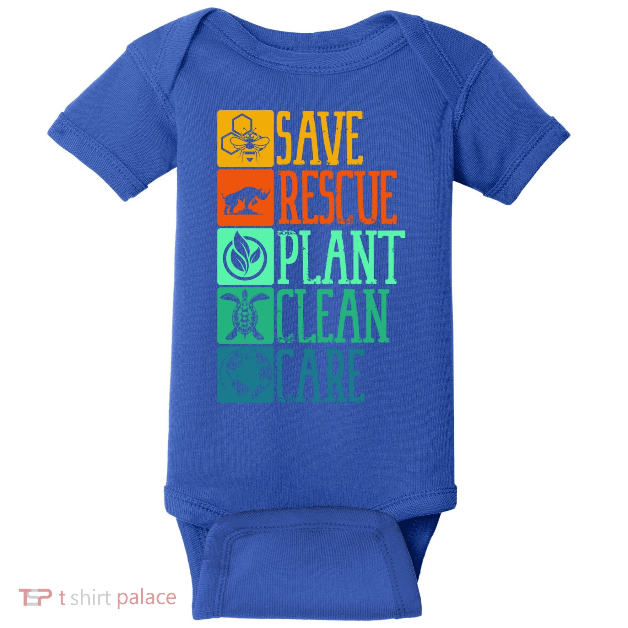 Save Rescue Plant Clean Care Turtle Animal Recycle Earth Day Cute Gift Baby Bodysuit