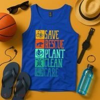 Save Rescue Plant Clean Care Turtle Animal Recycle Earth Day Cute Gift Tank Top thumb 4