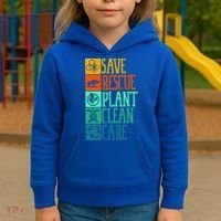 Save Rescue Plant Clean Care Turtle Animal Recycle Earth Day Cute Gift Kids Hoodie thumb 3