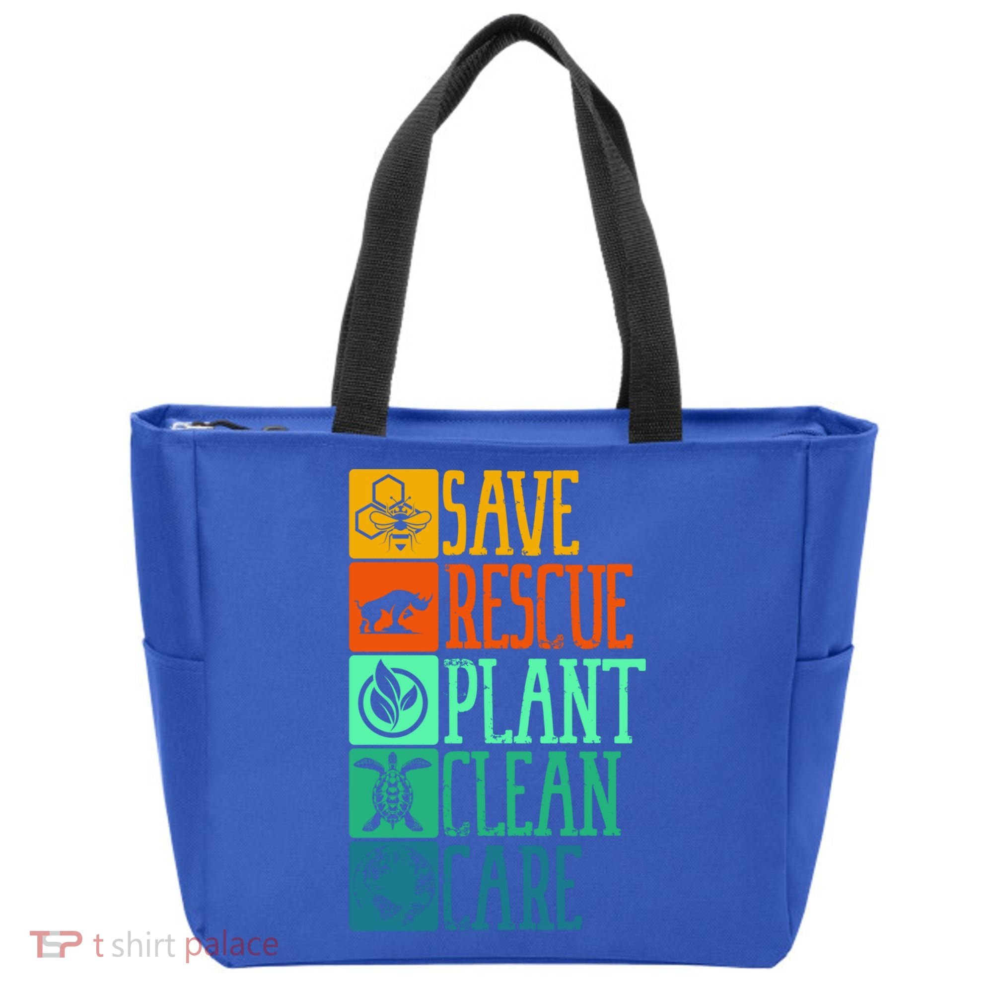 Save Rescue Plant Clean Care Turtle Animal Recycle Earth Day Cute Gift Tote Bag
