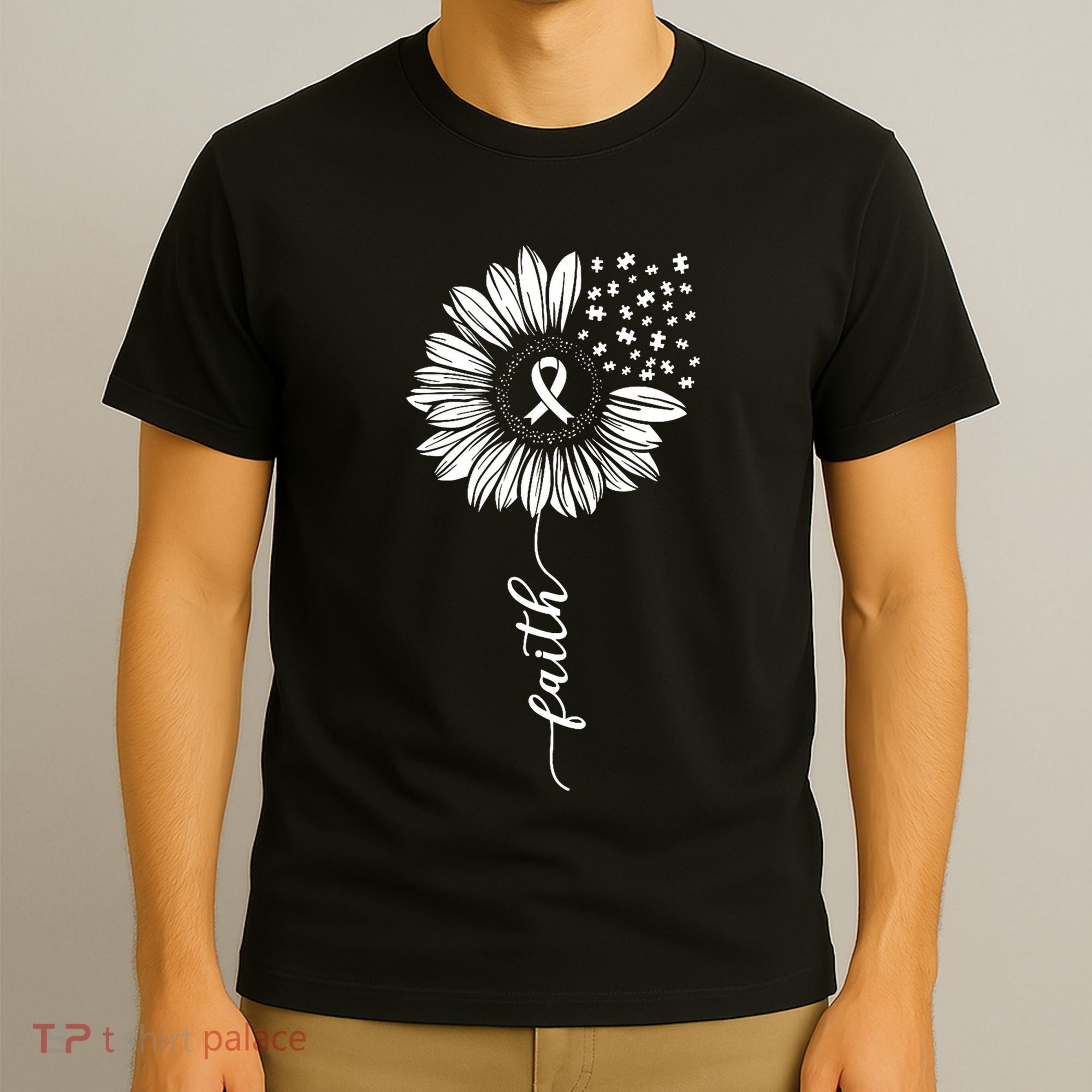 Sunflower Ribbon Purple AlzheimerS Awareness T-Shirt