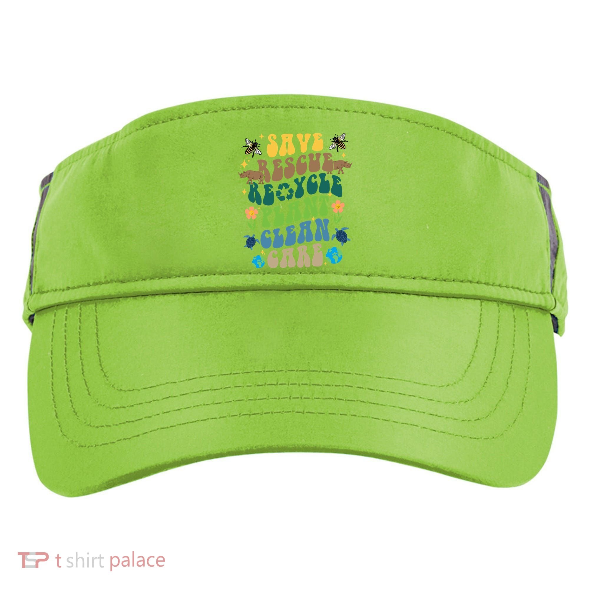 Save Rescue Recycle Plant Clean Care Earth Day Adult Drive Performance Visor