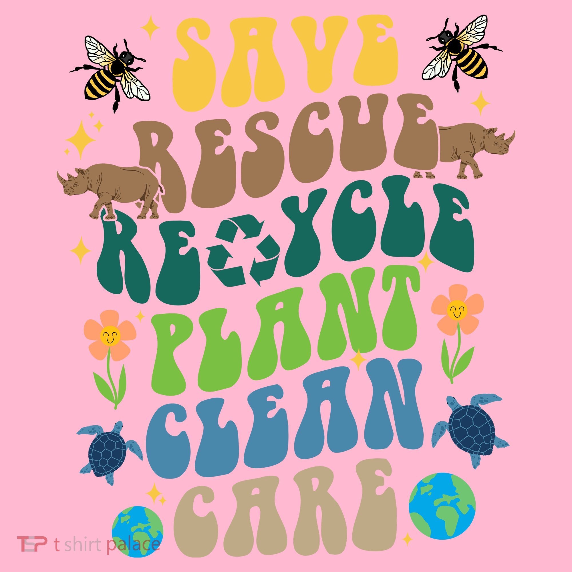 Save Rescue Recycle Plant Clean Care Earth Day Coaster