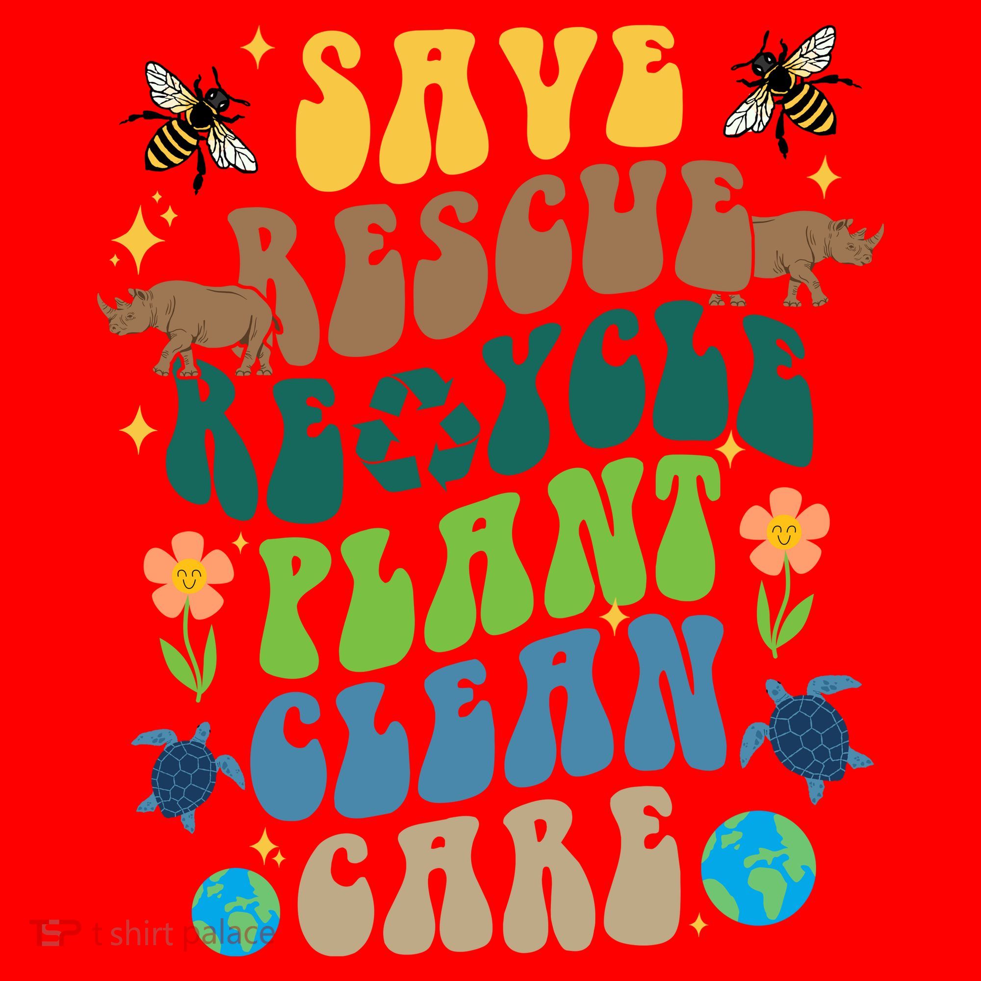 Save Rescue Recycle Plant Clean Care Earth Day Santa Hat