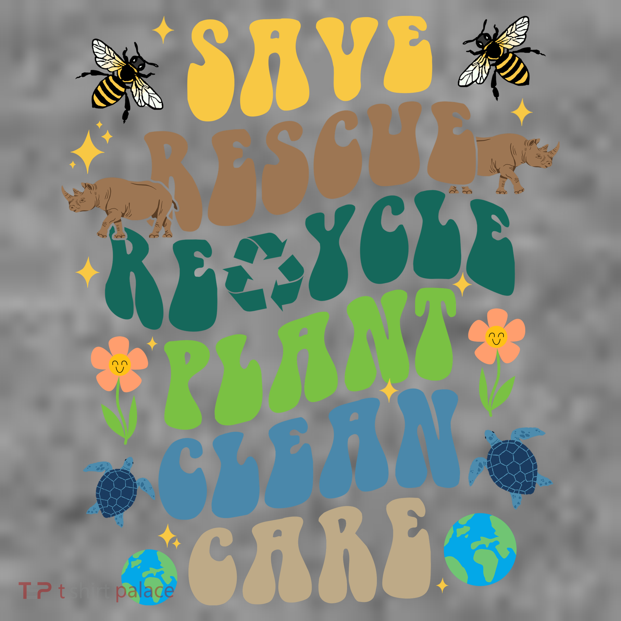Save Rescue Recycle Plant Clean Care Earth Day Toddler Hoodie