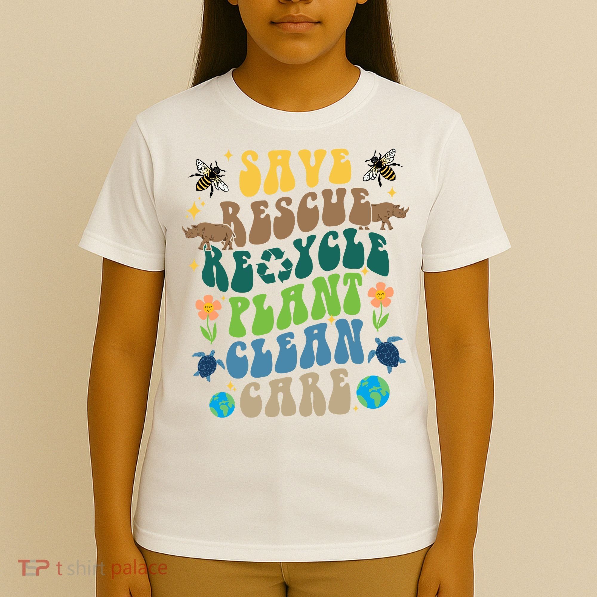 Save Rescue Recycle Plant Clean Care Earth Day T-Shirt
