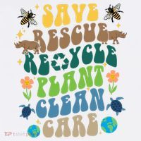 Save Rescue Recycle Plant Clean Care Earth Day Beanie thumb 2
