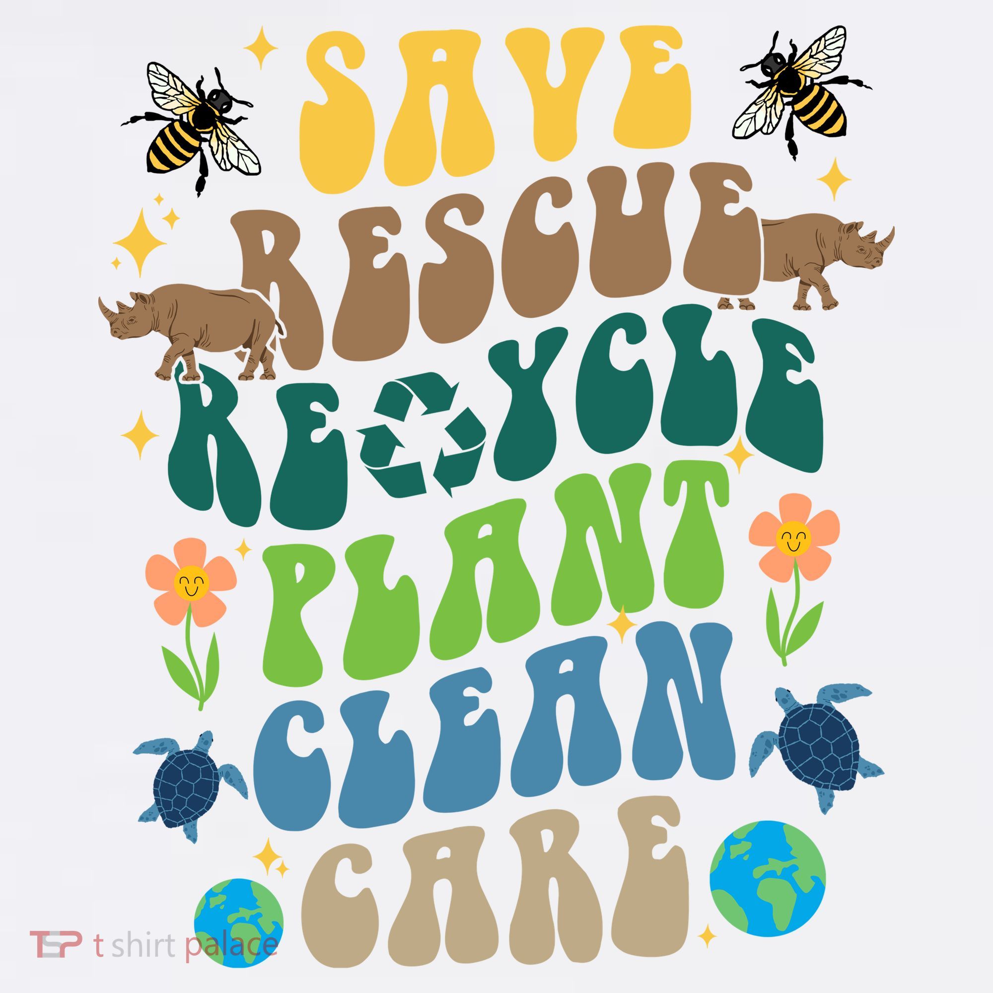 Save Rescue Recycle Plant Clean Care Earth Day Women's Tank Top