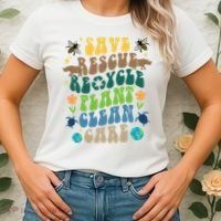 Save Rescue Recycle Plant Clean Care Earth Day Women's T-Shirt thumb 2