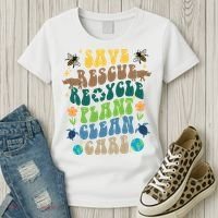 Save Rescue Recycle Plant Clean Care Earth Day Women's T-Shirt thumb 3