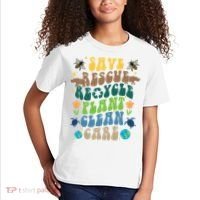 Save Rescue Recycle Plant Clean Care Earth Day Kids T-Shirt thumb 2