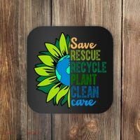 Save Rescue Recycle Plant Clean Care Earth Day Coaster thumb 0