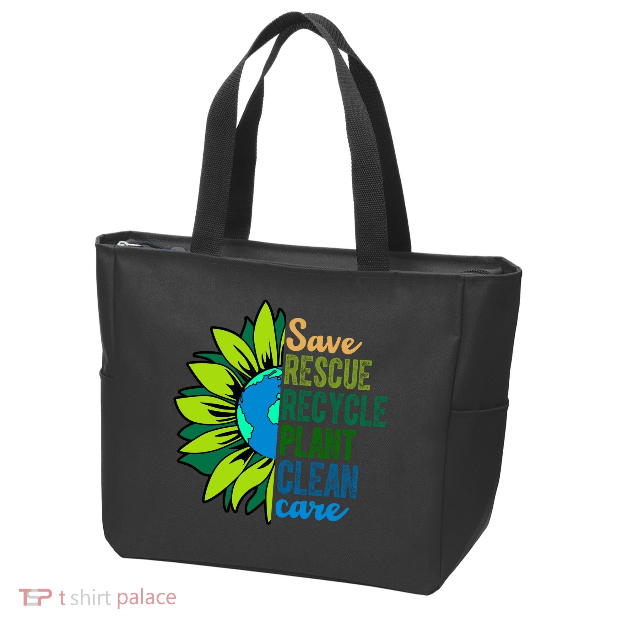Save Rescue Recycle Plant Clean Care Earth Day Tote Bag