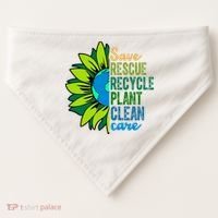 Save Rescue Recycle Plant Clean Care Earth Day USA-Made Doggie Bandana thumb 0