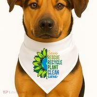 Save Rescue Recycle Plant Clean Care Earth Day USA-Made Doggie Bandana thumb 1