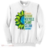 Save Rescue Recycle Plant Clean Care Earth Day Sweatshirt thumb 0