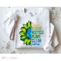 Save Rescue Recycle Plant Clean Care Earth Day Sweatshirt thumb 2