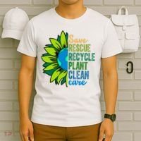 Save Rescue Recycle Plant Clean Care Earth Day T-Shirt thumb 6