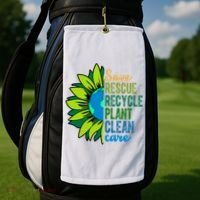 Save Rescue Recycle Plant Clean Care Earth Day Golf Towel thumb 2