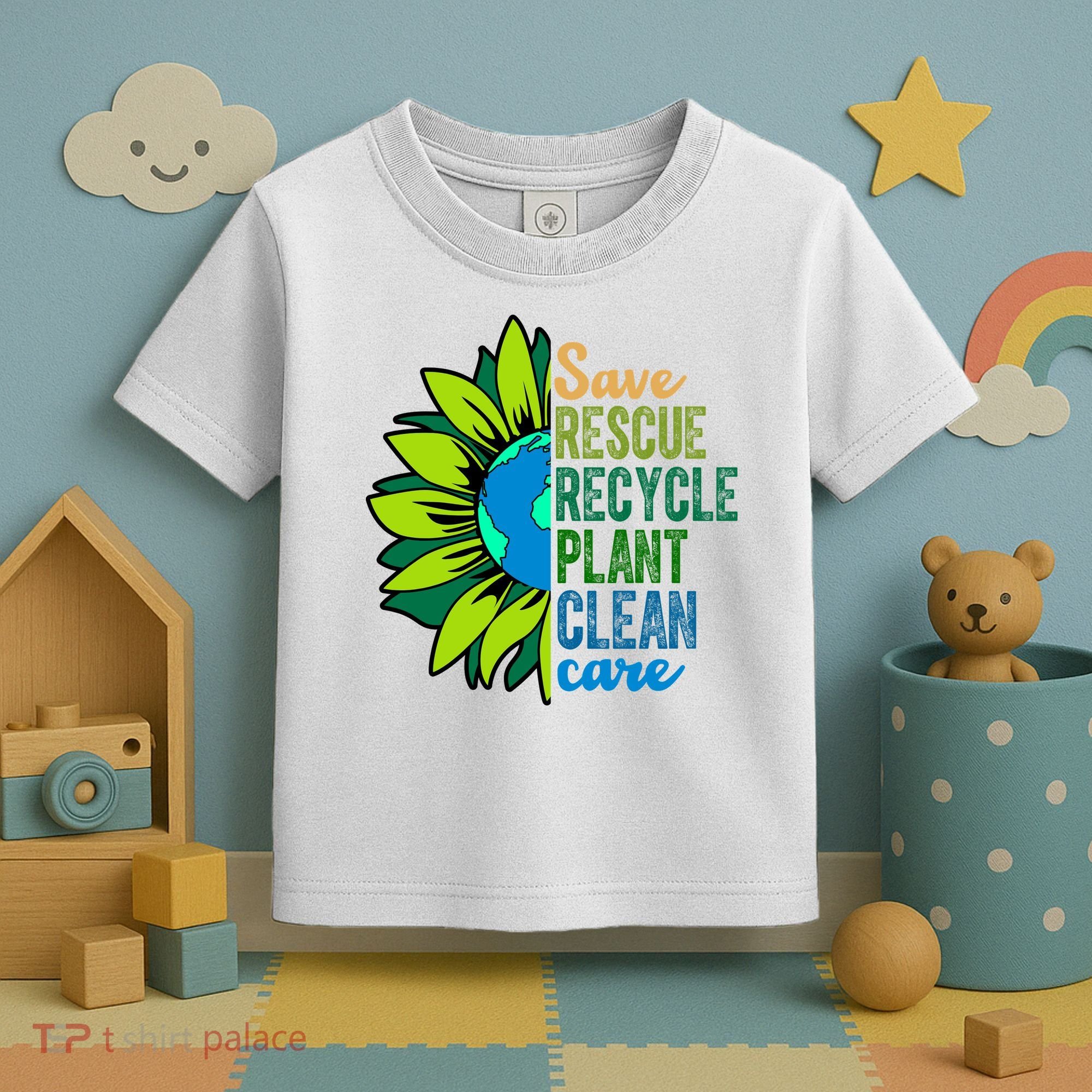 Save Rescue Recycle Plant Clean Care Earth Day Toddler T-Shirt