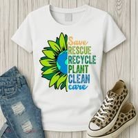 Save Rescue Recycle Plant Clean Care Earth Day Women's T-Shirt thumb 3